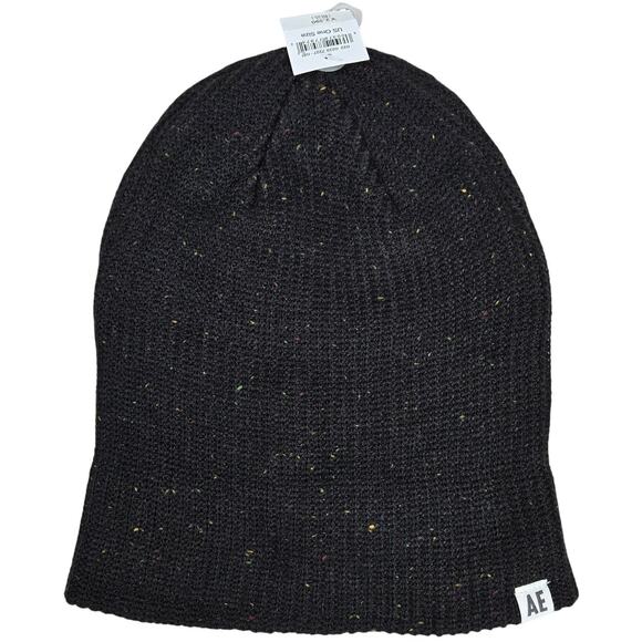 American Eagle Knit Black Beanie With Colorful Specks One Size NWT - Picture 3 of 7